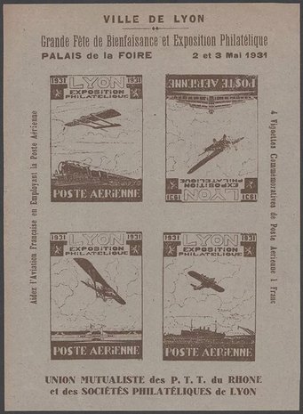 France : Lyon : Vignettes Cinderella Exposition Philatelique Train / Ship / Aircraft